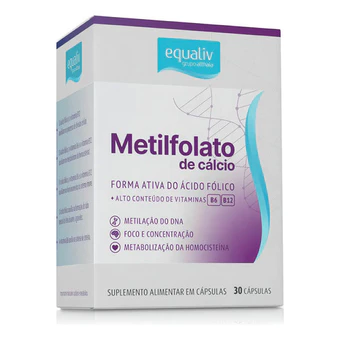Metilfolato 400mcg Equaliv Ácido Fólico Ativo B6 B12 30 Cápsulas Sem Sabor Gestantes