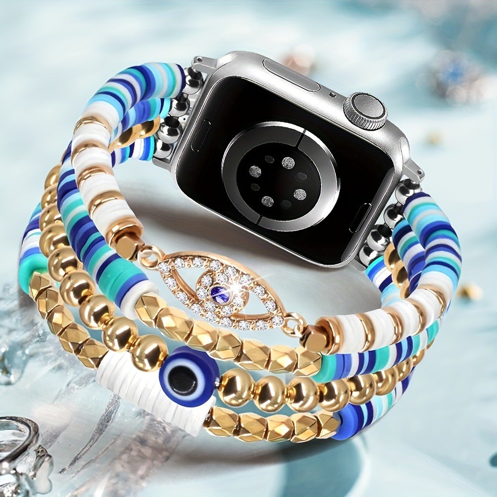 Olho do diabo azul adequado para pulseira Apple Watch s9 tipo corrente com conta