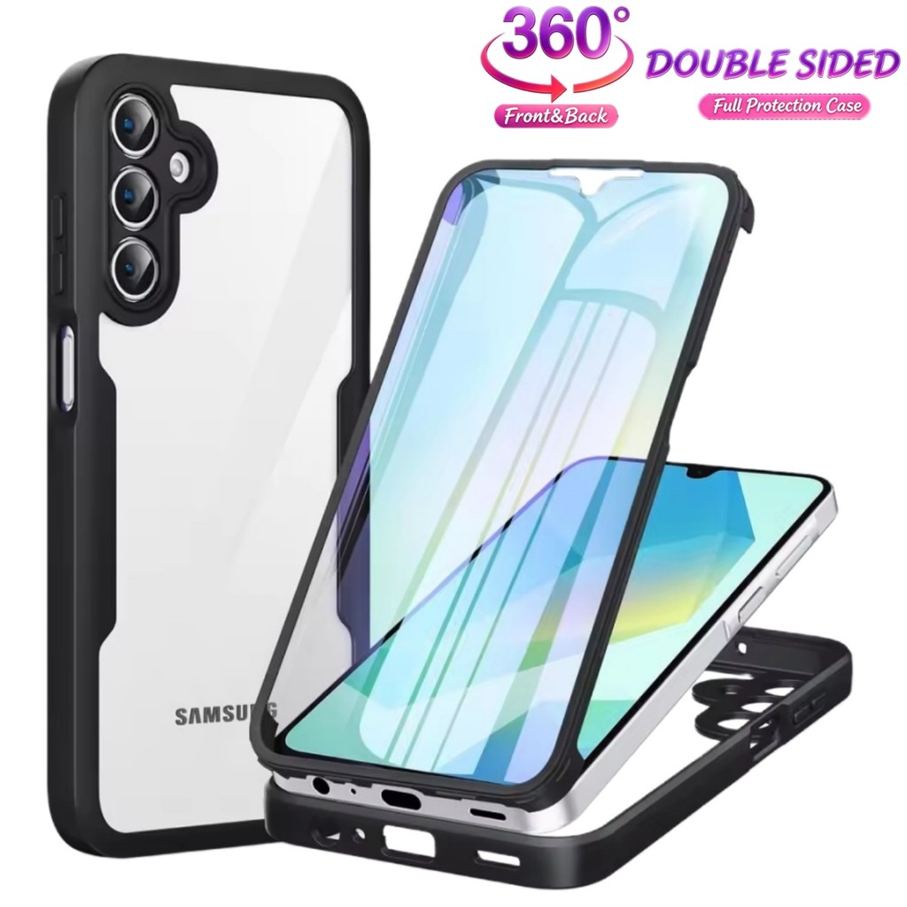 360 ° Capa Completa À Prova De Choque Para Samsung Galaxy A07 A17 A27 A37 A57 A06 A16 A26 A36 A56 A15 A55 Transparente