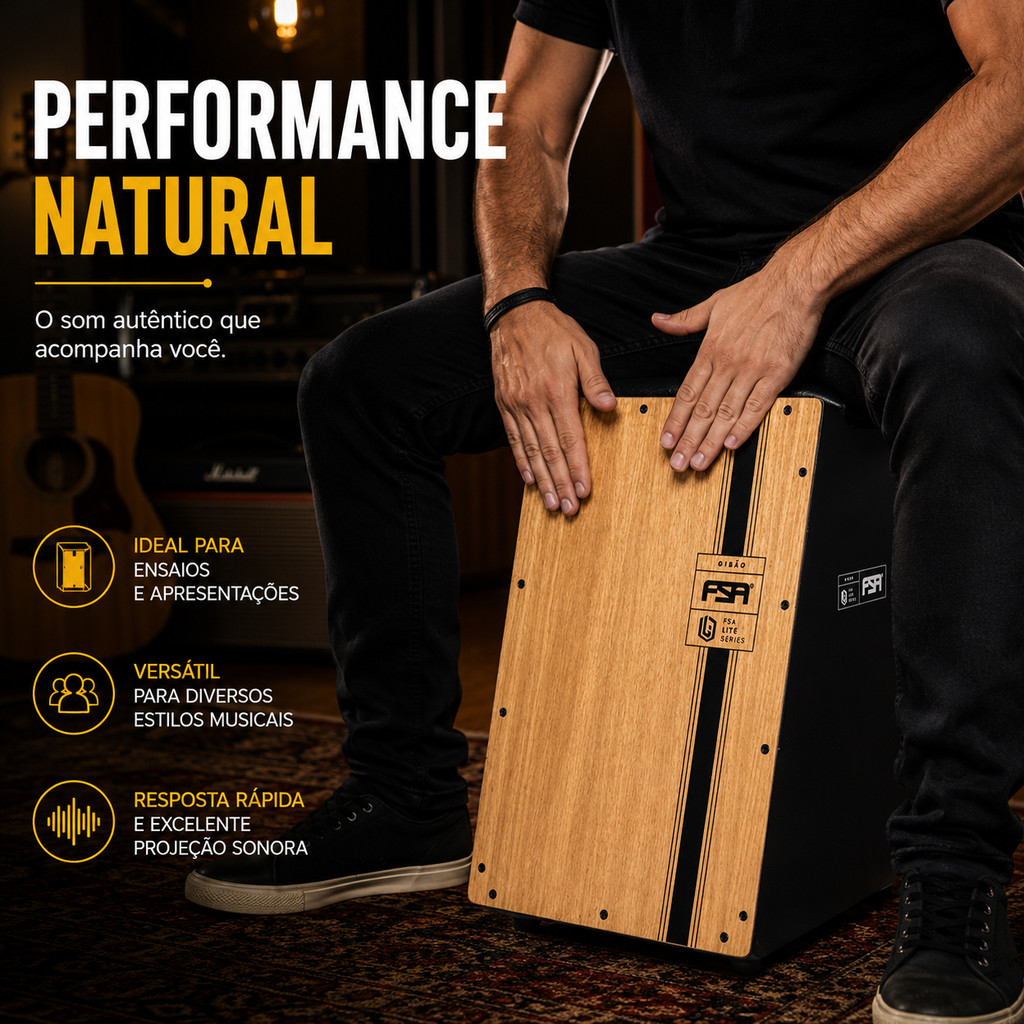 Cajon FSA Lite Gibão Preto LTG-01 BK Captação P10 Cajón Elétrico — imagem 2 de 2