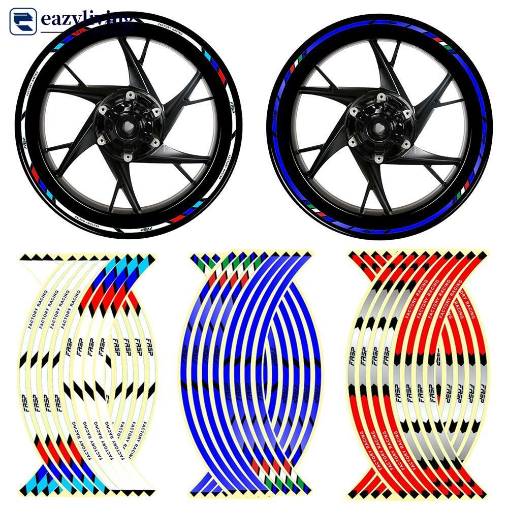 EAZYLIVING 16 Pçs Adesivo De Roda De Motocicleta Fita Reflexiva Aro De Moto De Carro Acessório De 17 " 18 " C4N5