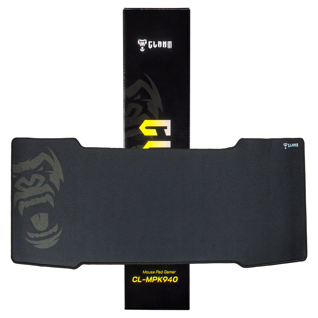 Mouse Pad Gamer CLANM MPK940 Preto 90x40cm Grande Base Antiderrapante Borda Costurada Overlock Setup