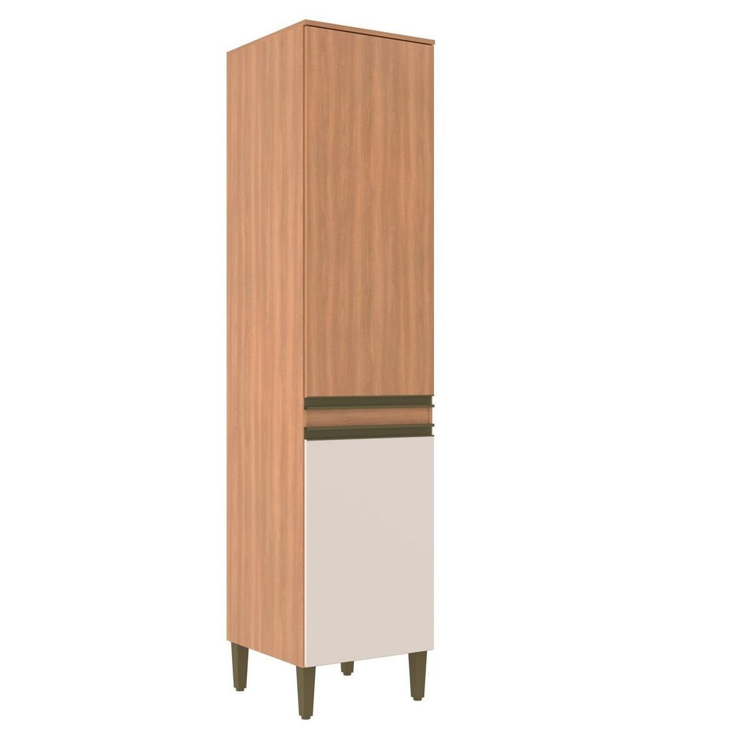 Paneleiro para Cozinha 2 Portas Cecília 203cm Marrom/Freijó/Off White