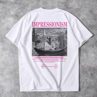 Ins Europeu Americano Impressionista Pintura A Óleo Voltar Impresso Camiseta Homens Mulheres Puro Algodão Respirável Sol