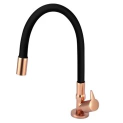 Torneira Cozinha Gourmet Flexível Rose Gold Black Preto Mesa Agua Quente Fria Movel
