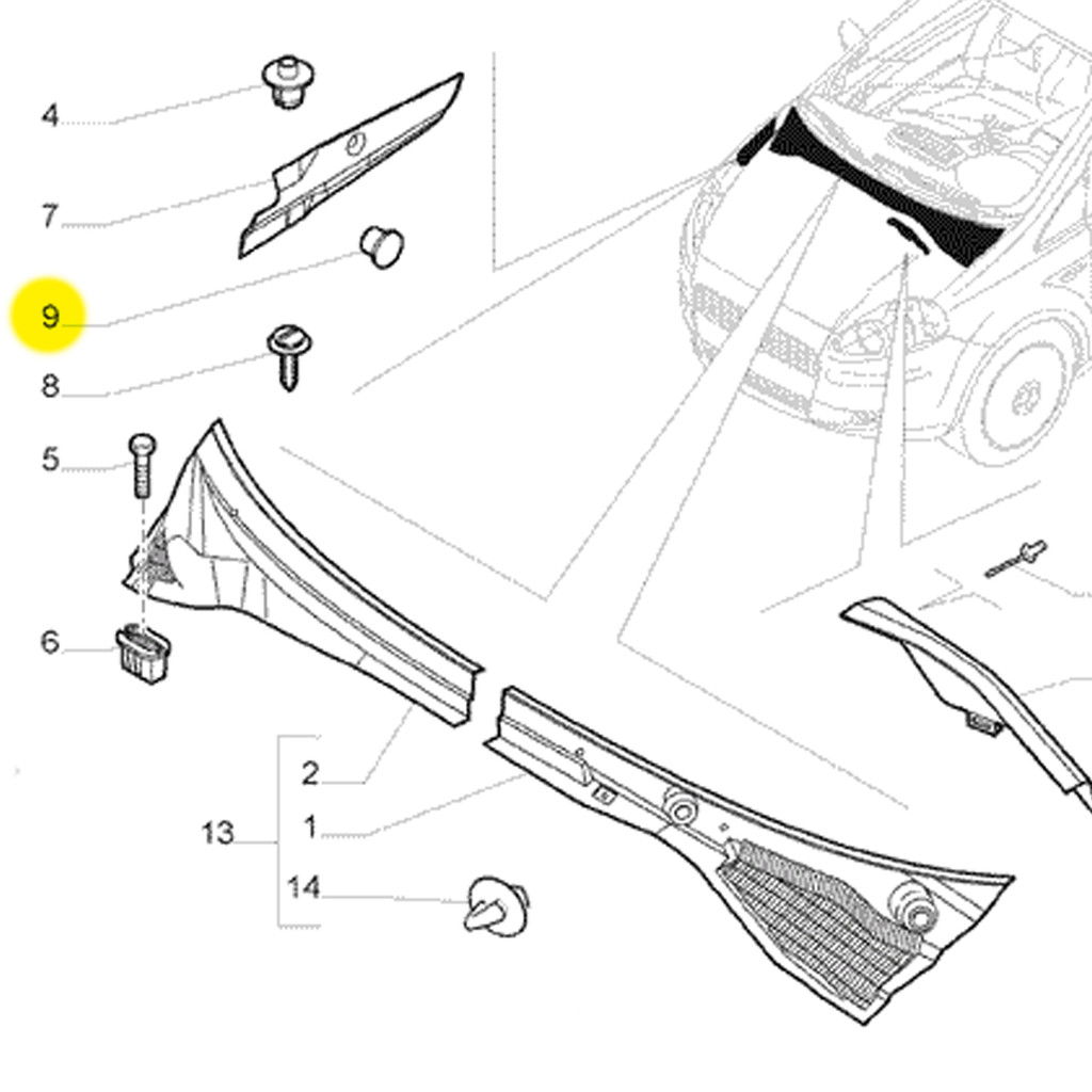 Tampa Acabamento Moldura Para-Brisa Fiat 735412995 Fiat 735412995 — imagem 2 de 2