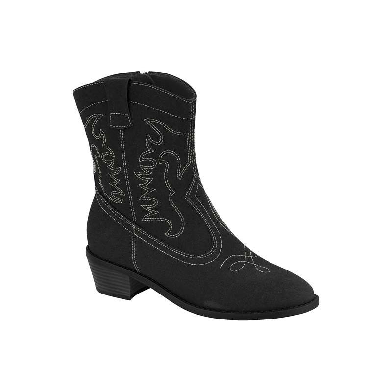 Bota Feminina Moleca Bordada Country Rodeio Confortável Salto Grosso