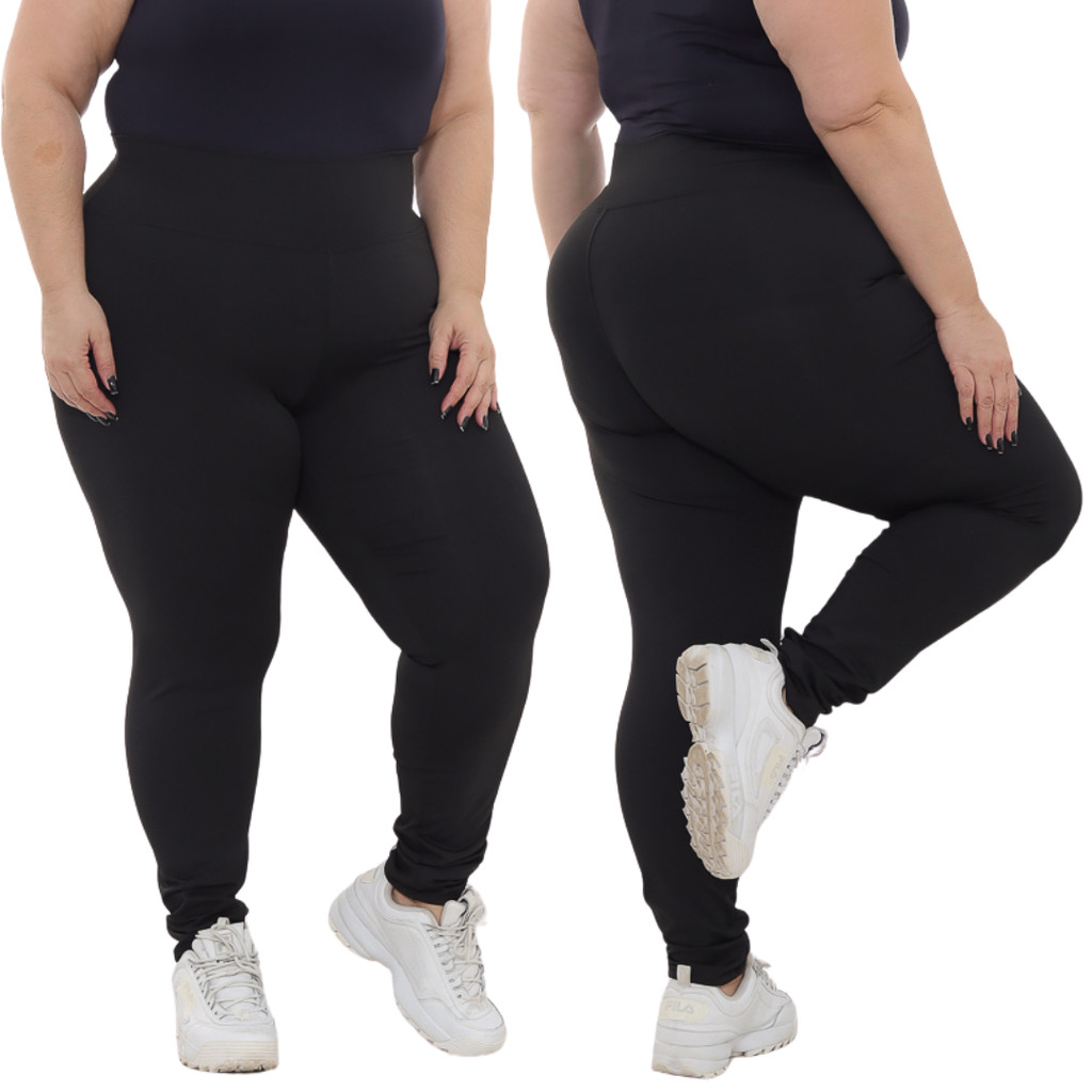 Leg Plus Size Cores Lisas Costura Reforçada Sem Transparência Legging Cintura Alta