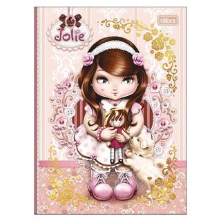 Caderno Colegial Brochura Jolie 80 Folhas Rosa Castanho - Tilibra