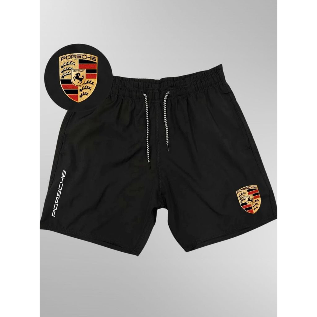 Bermuda Esportiva de Elastano Masculina - PORSCHE 01 - Academia Corrida Skate Basquete Otaku