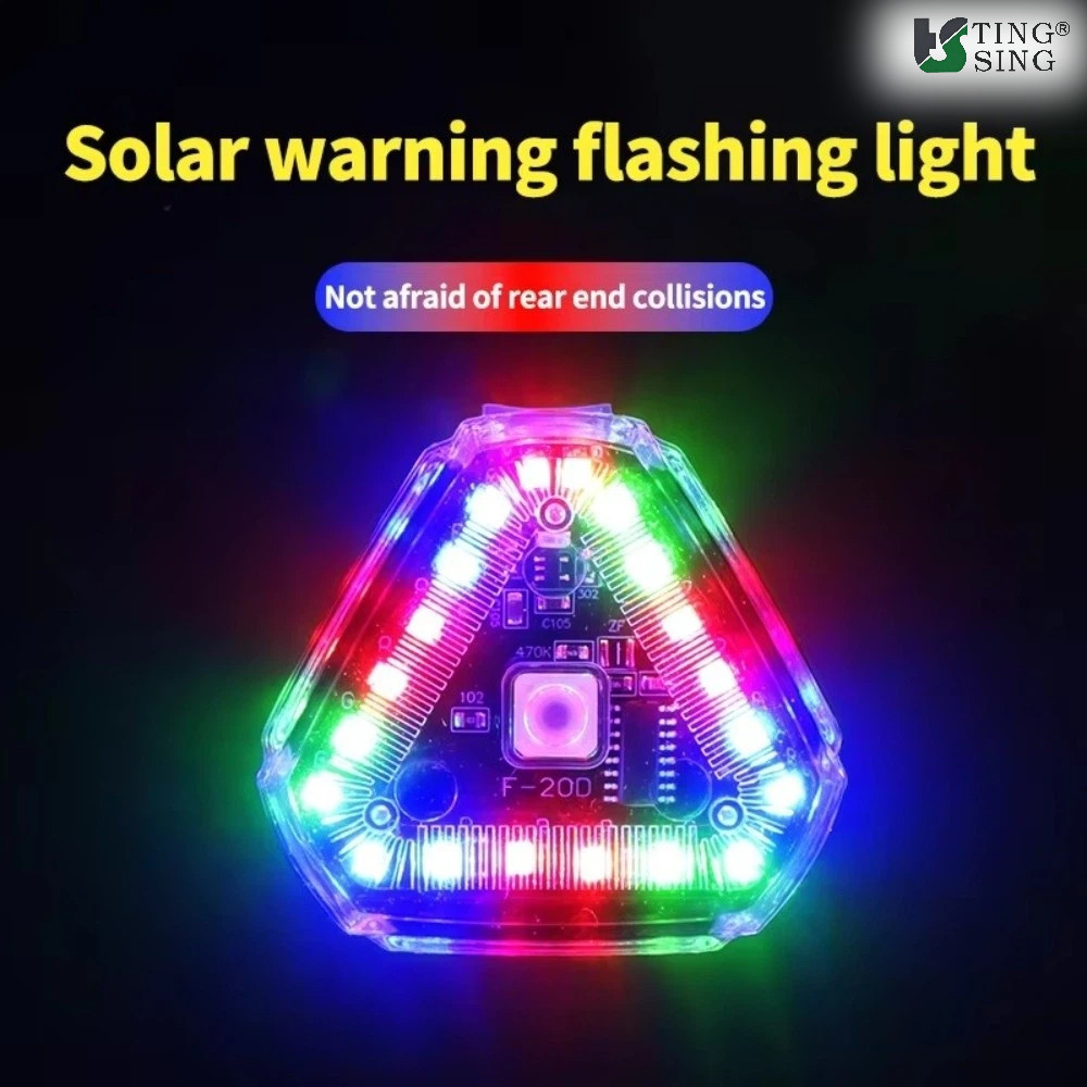 Luz De Advertência Movida A Energia Solar Brilhante Colorida LED Triângulo Lâmpada De Sinal Estroboscópico À Prova Dwate