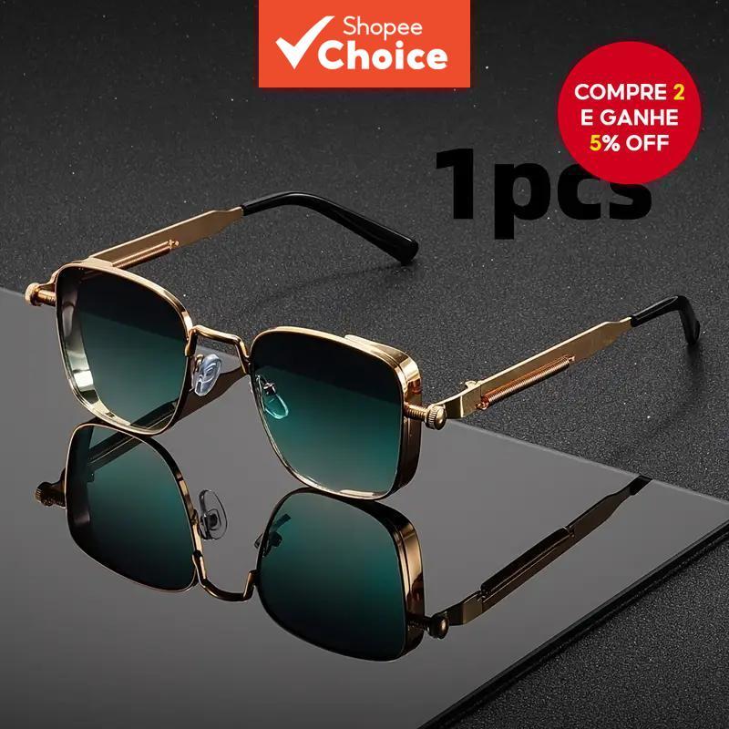 Óculos Quadrados Steampunk Vintage Com Destaque Dourado , Leve , Durável , Unissex , Festa , Férias , Casuais