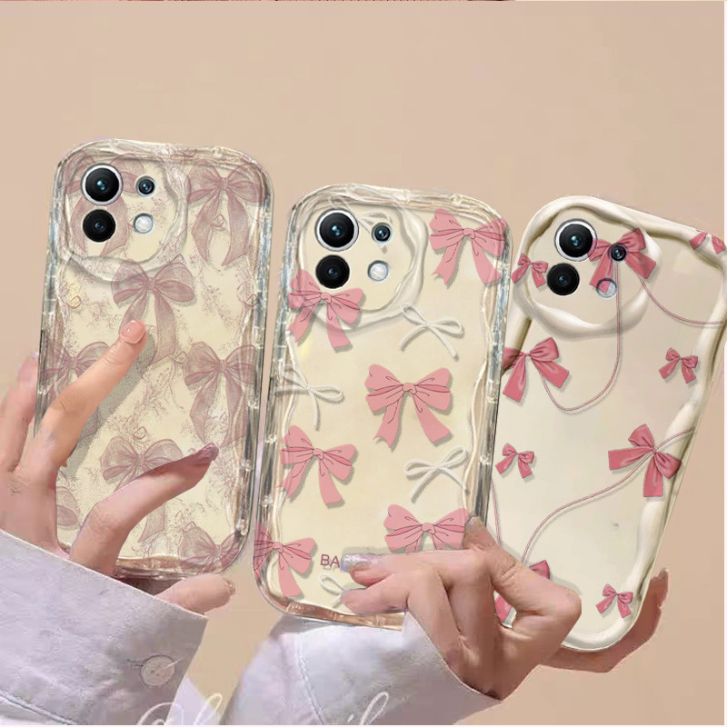 Moda Rosa Arco Caso Capa Para Samsung Galaxy A15 A14 A55 A05 A05S A03S A02S A32 A12 A23 Macio Silicone Onda Lado À Prova