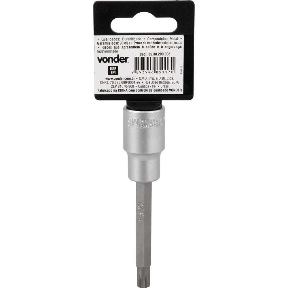 Soquete Multidentado Encaixe 1/2'' 8mm Longo CRV Vonder