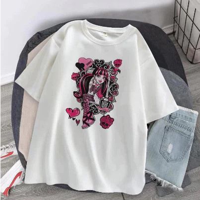 Camiseta Estampada Unissex Personagem Draculaura Monster High 100% Algodão Personalizada Casual