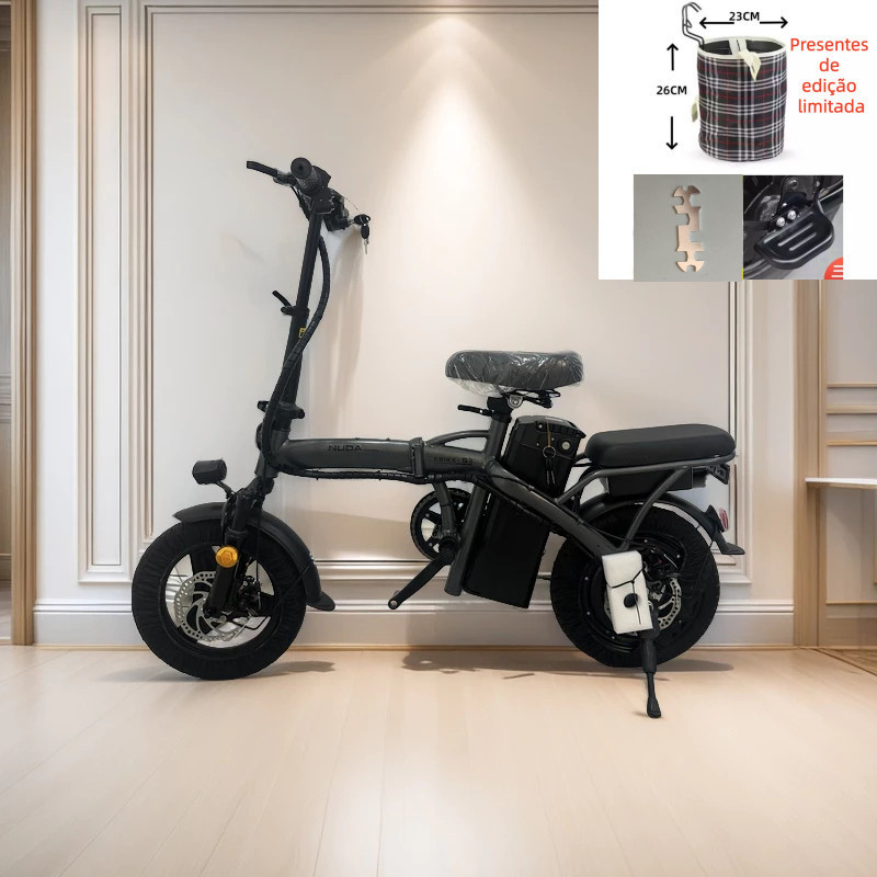 Bicicleta elétrica dobrável para adultos NUDA, pedal tripulado, compras ao ar livre, viagem