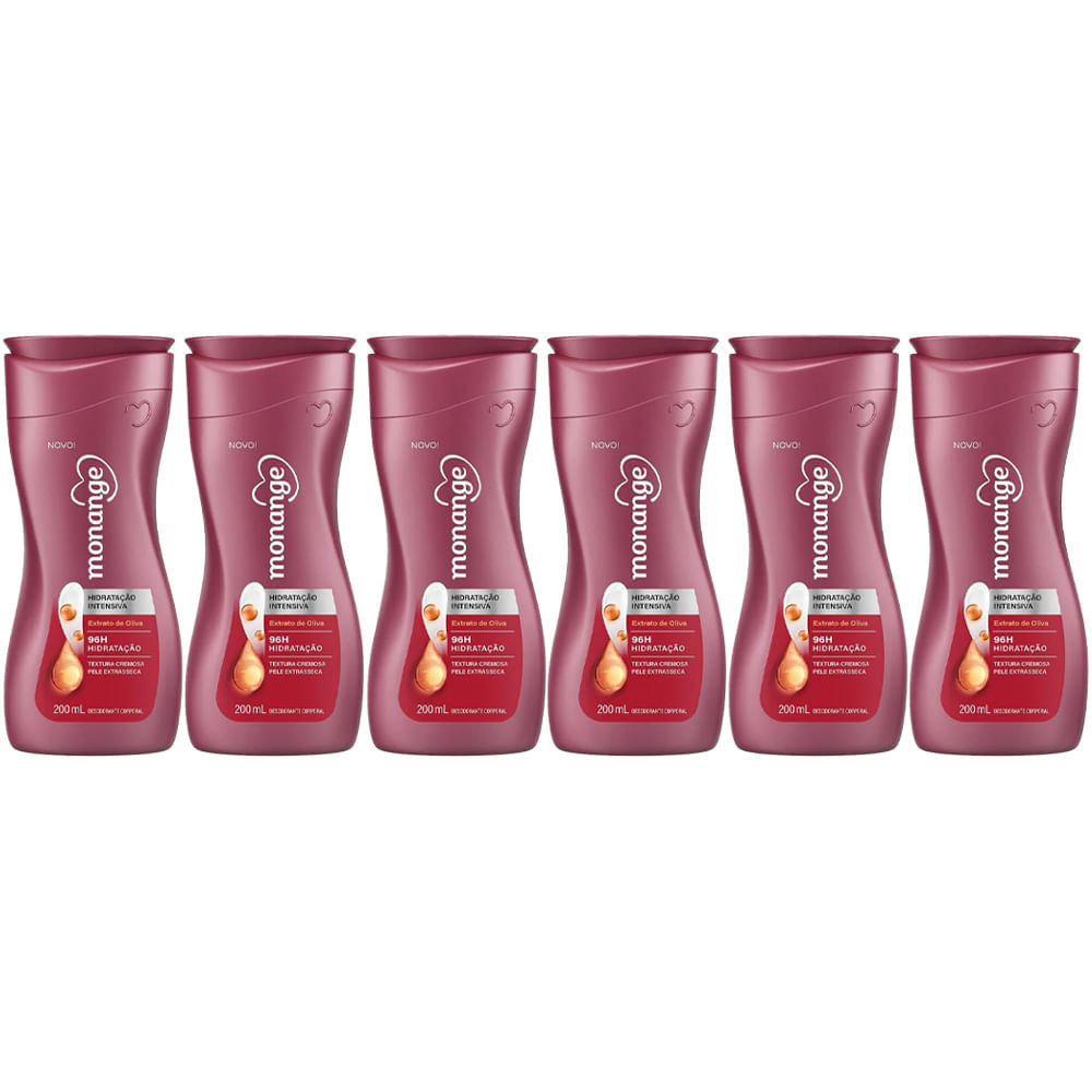 kit Creme Hidratante Corporal Monange Extrato De Oliva 200ml  - 6 Unidades