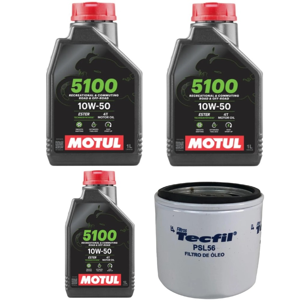 TROCA ÓLEO 3L MOTUL 5100 4T 10W50 ROYAL ENFIELD INTERCEPTOR 650 CONTINENTAL GT METEOR 650 SHOTGUN 650 + FILTRO OLEO PSL5