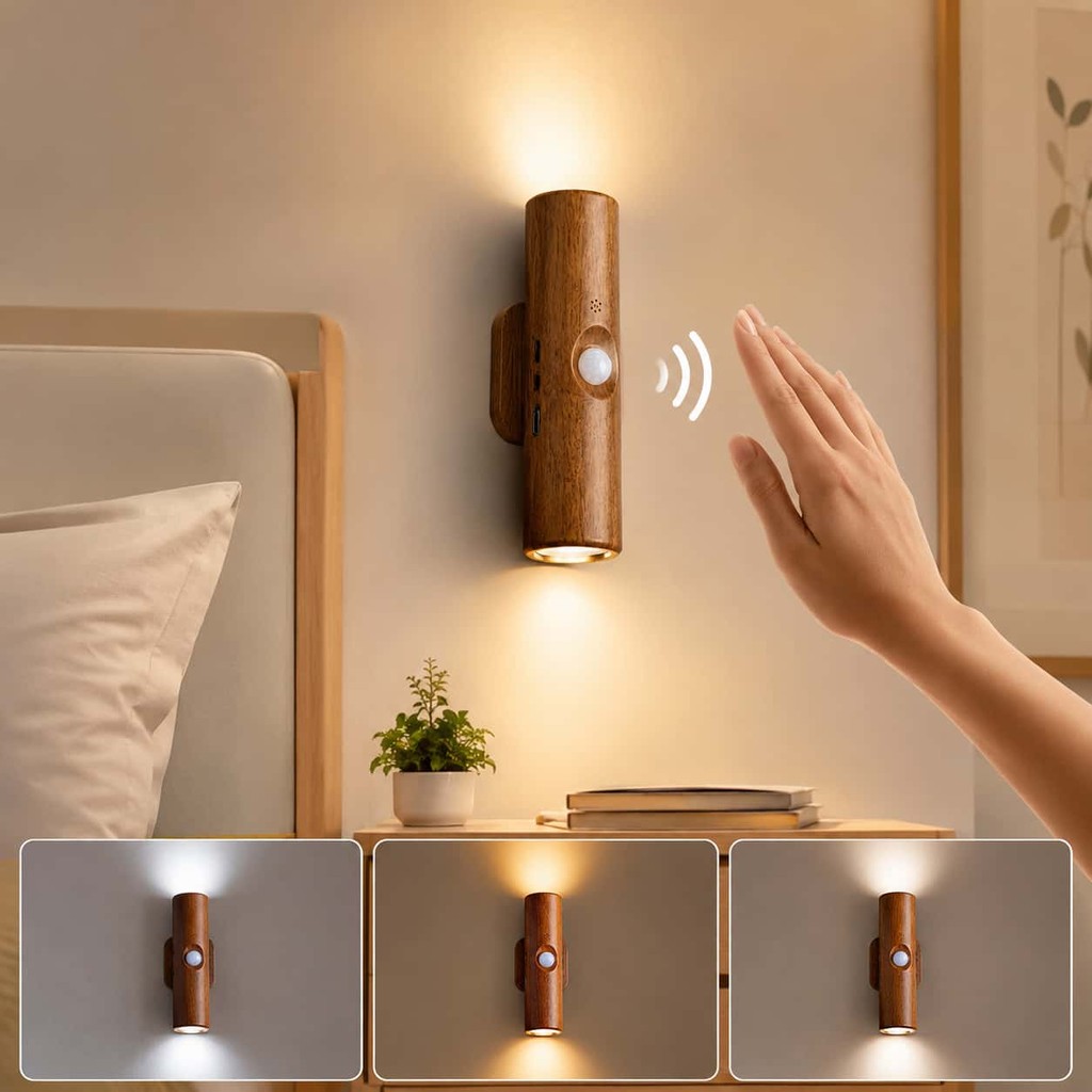 Luminária de Parede Sem Fio Luminária LED com Sensor de Movimento Recarregável
