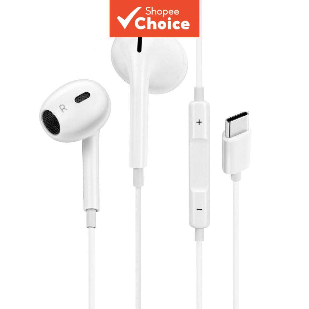  Fones de ouvido intra-auriculares Tipo C com cancelamento de ruído integrado, fones de ouvido com três botões de