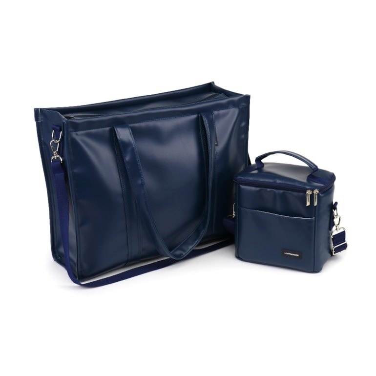 Kit Bolsa Tote Pro com Alça + Térmica Move Mini Azul Atlântico