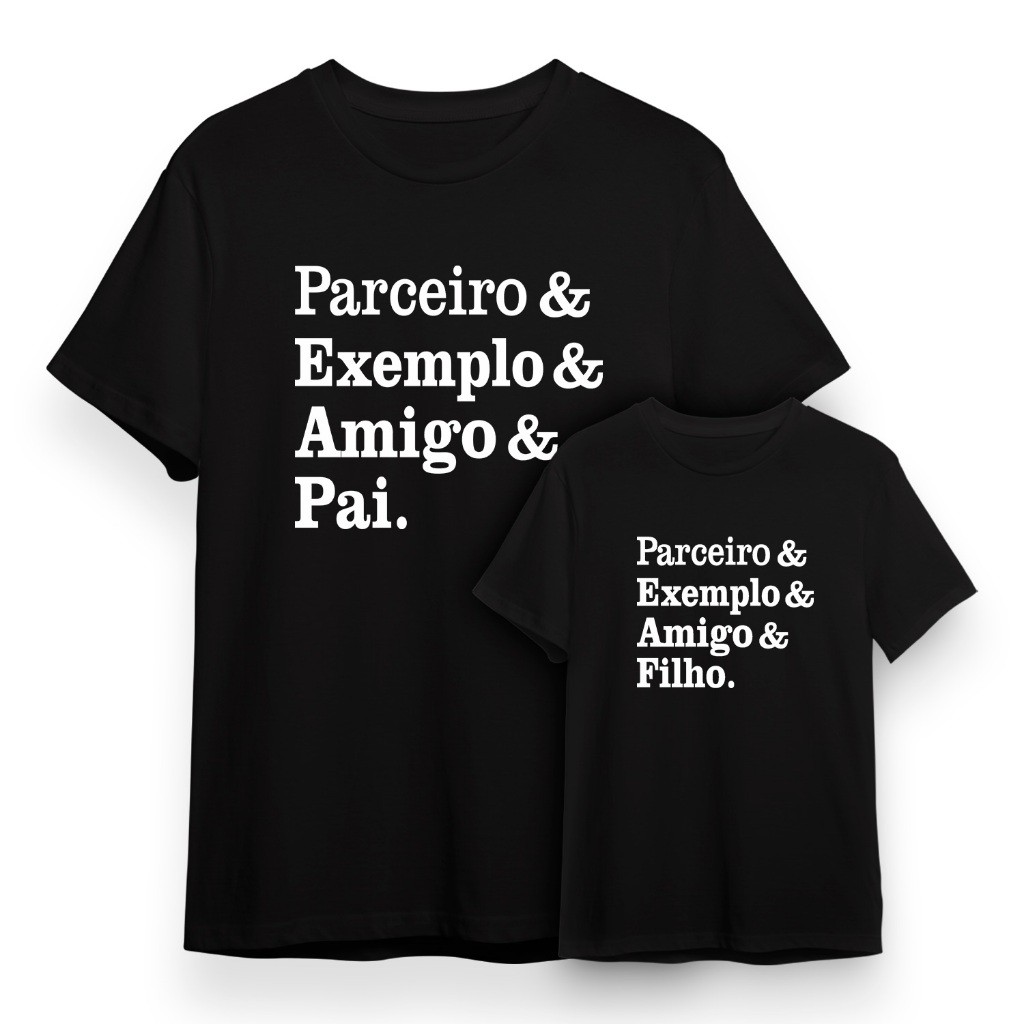 Kit 2 Camisetas Pai e Filho Exemplo de Pai 100% Algodão Estampadas Família Masculina Infantil Presente