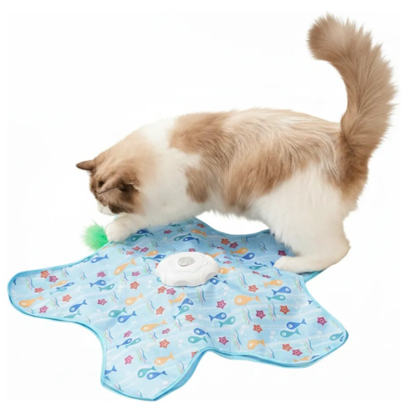 Brinquedo Interativo para Gatos com Tapete 65cm Movimento 360° Recarregável USB-C