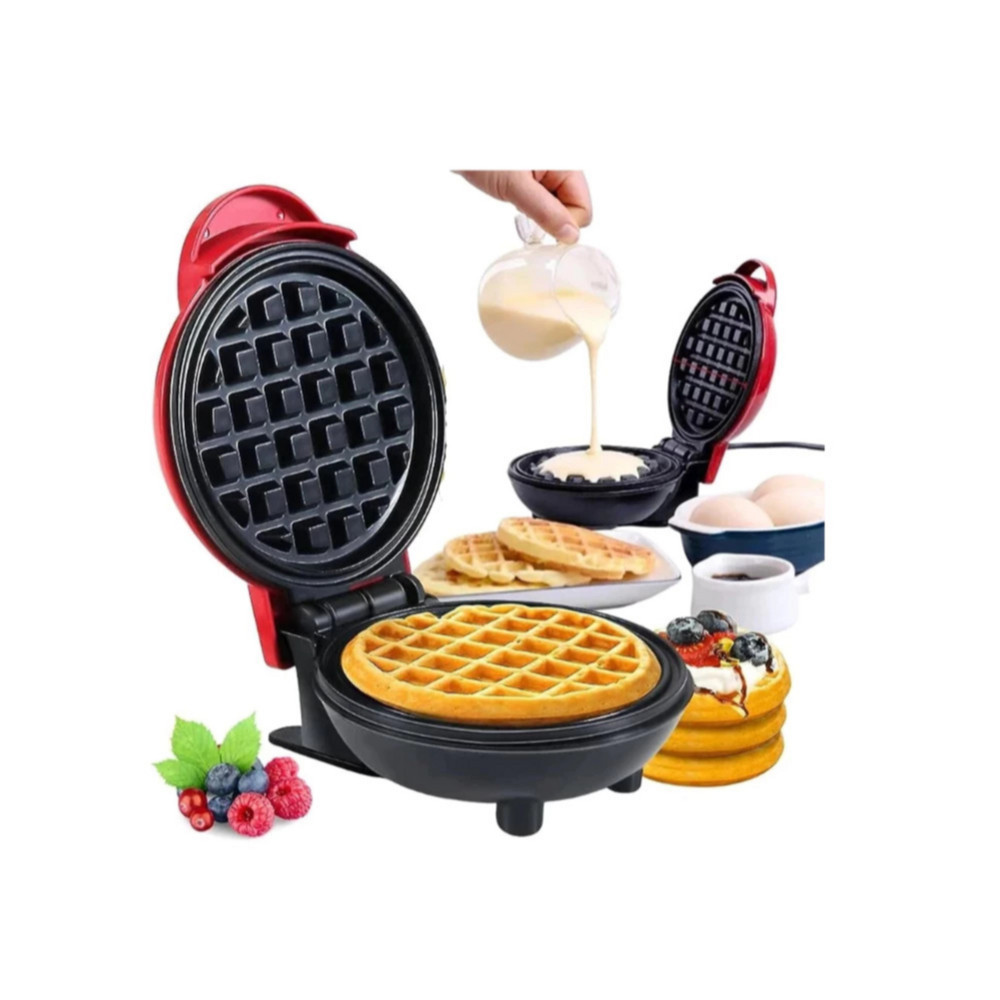 Mini Máquina de Waffles Elétrica Casa Cozinha Fazer Waffle Panquecas Automático 110V