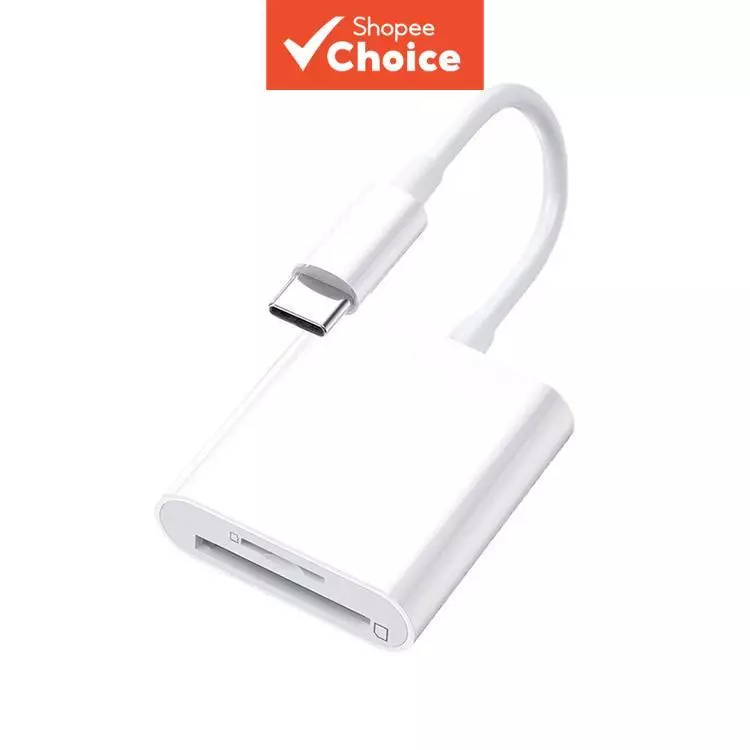 Leitor de cartões 2 em 1 USB Tipo C para SD/TF com 2 slots, leitor portátil de cartões de memória para câmera