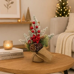 Enfeite De Natal Mini Arranjo Decorativo 23cm Para Mesa