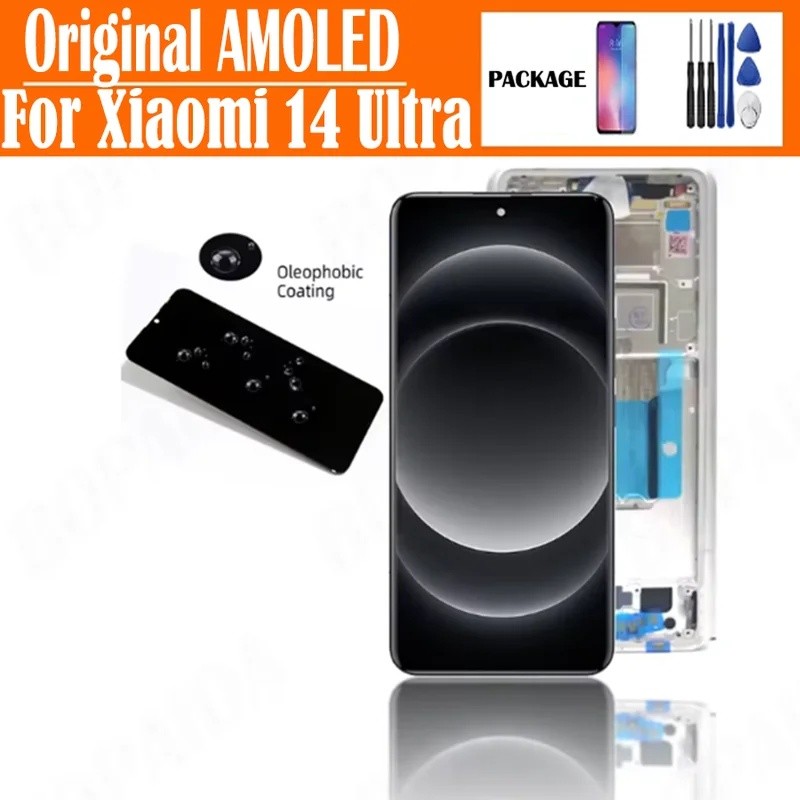 Origina 6.73 " Display AMOLED Para Xiaomi 14 Ultra LCD Tela De Toque Mi Substitu