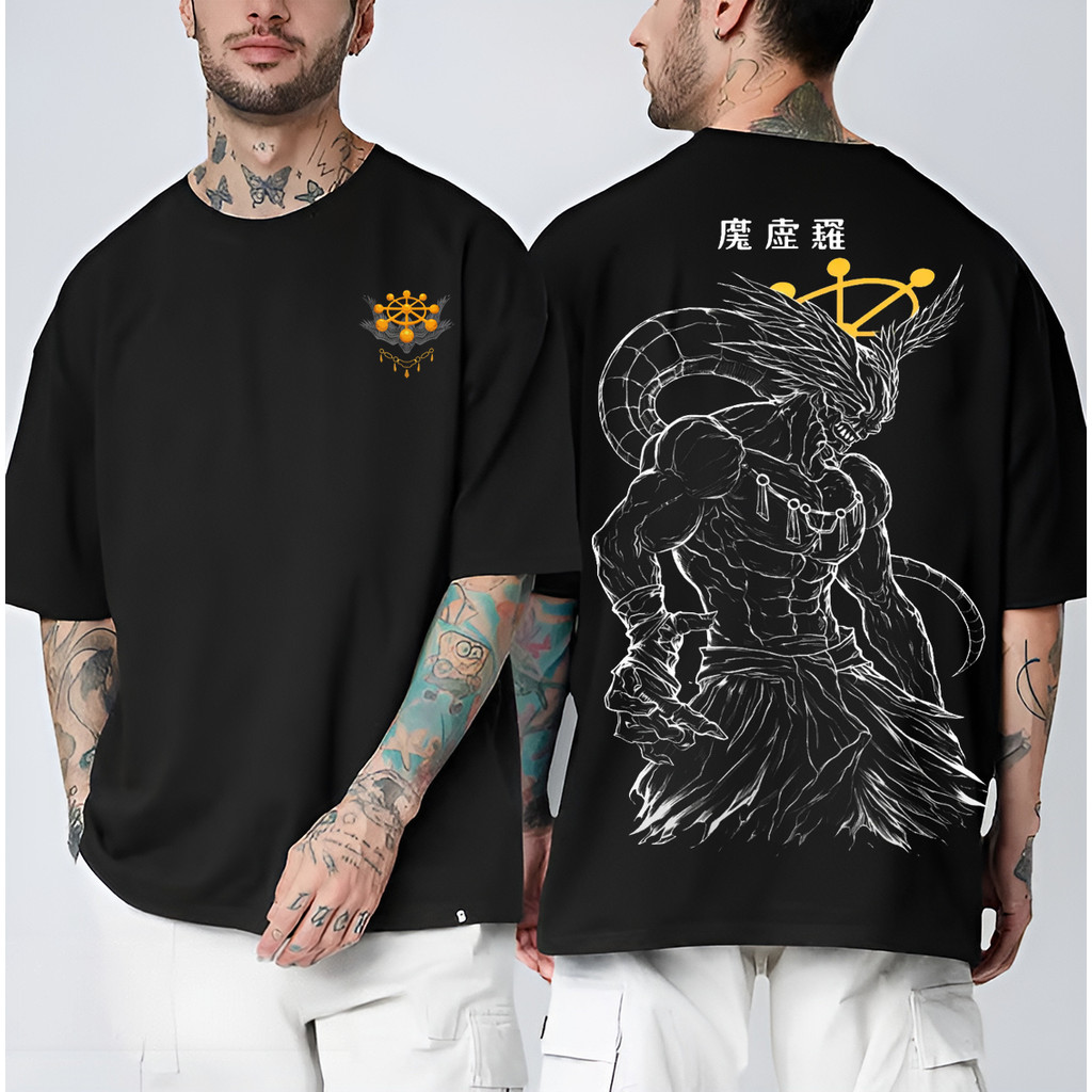Camiseta Masculina Feminina Oversized Estampa Mahoraga Jujutsu Kaisen Camiseta Streetwear Anime Estampada Preta