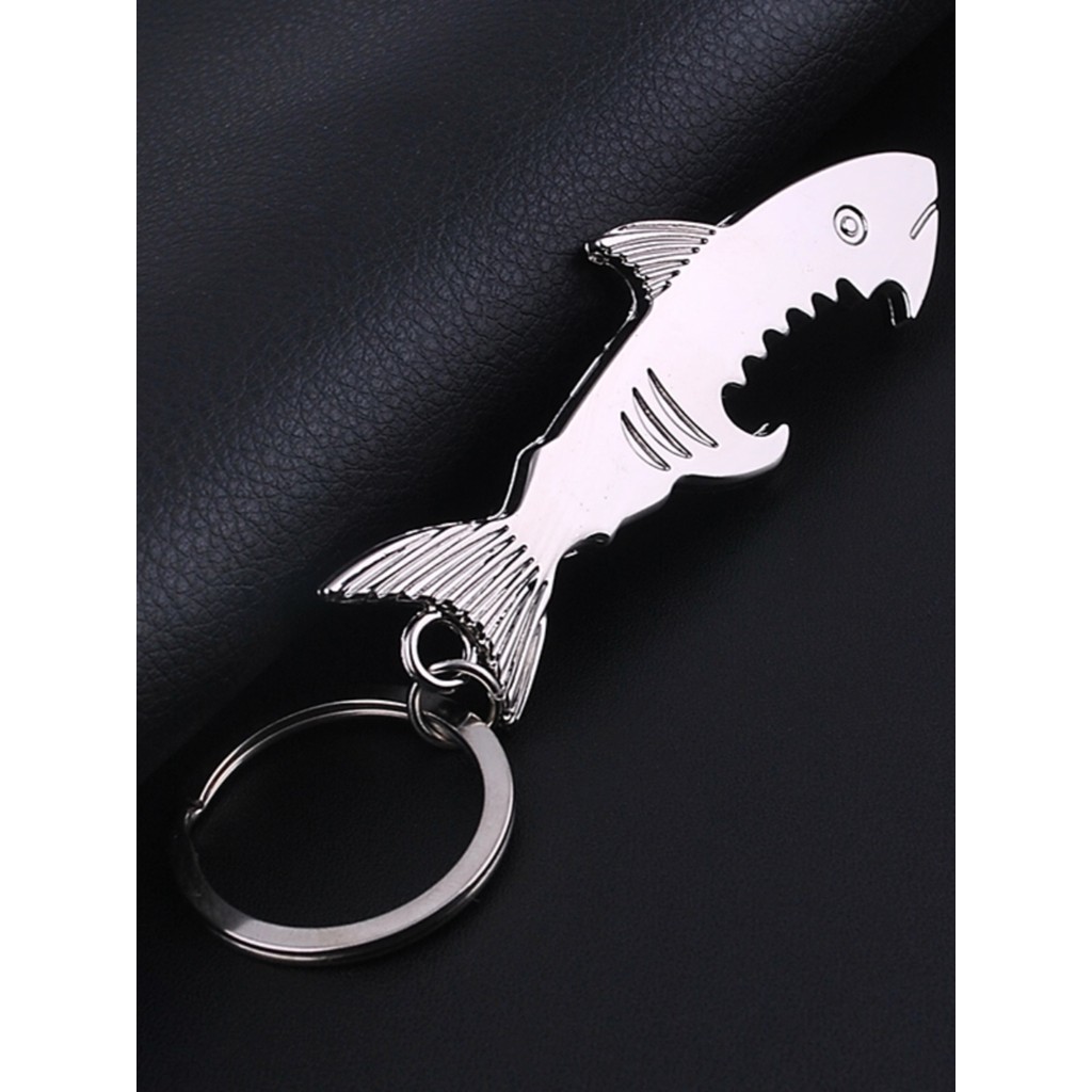 Simulação tubarão abridor de garrafa chaveiro carro Metal chaveiro masculino feminino presentes de negócios