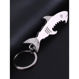 Simulação tubarão abridor de garrafa chaveiro carro Metal chaveiro masculino feminino presentes de negócios