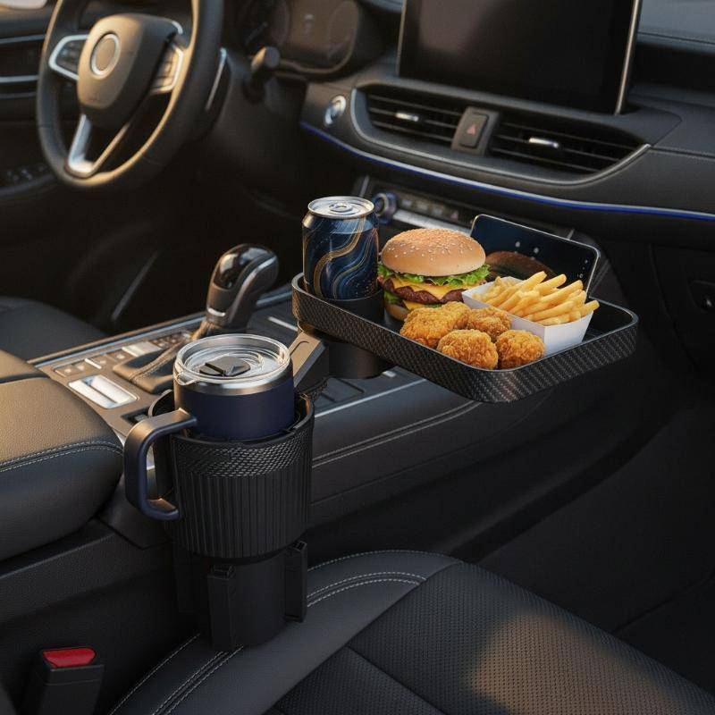 Éter Destacável 360 ° Bandeja Rotativa Para Suporte De Copo De Carro , Adaptador Expansor 3 Em 1 Comida , Bebida , Telef