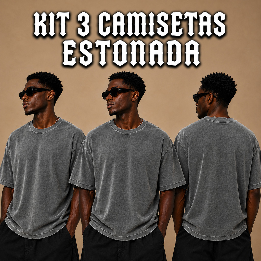 Kit 3 Camisetas Oversized Estonada 100% Algodão Unissex T-shirt Streetwear Treino Academia Premium