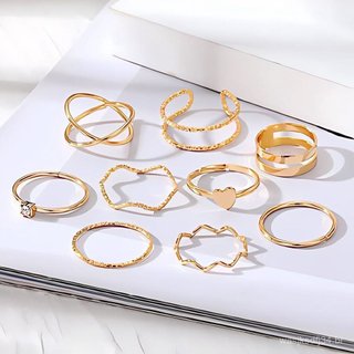 Conjunto de Anéis Minimalistas, Estilo Romântico com Formas Onduladas