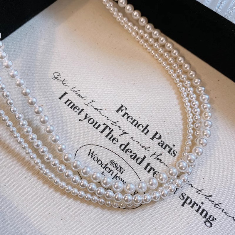 Colar de Pérolas Elegante EKW2 para Mulheres, Colar de Pérolas Brancas, Estilo Zhao Shi, Pérolas Australianas Ultrafinas