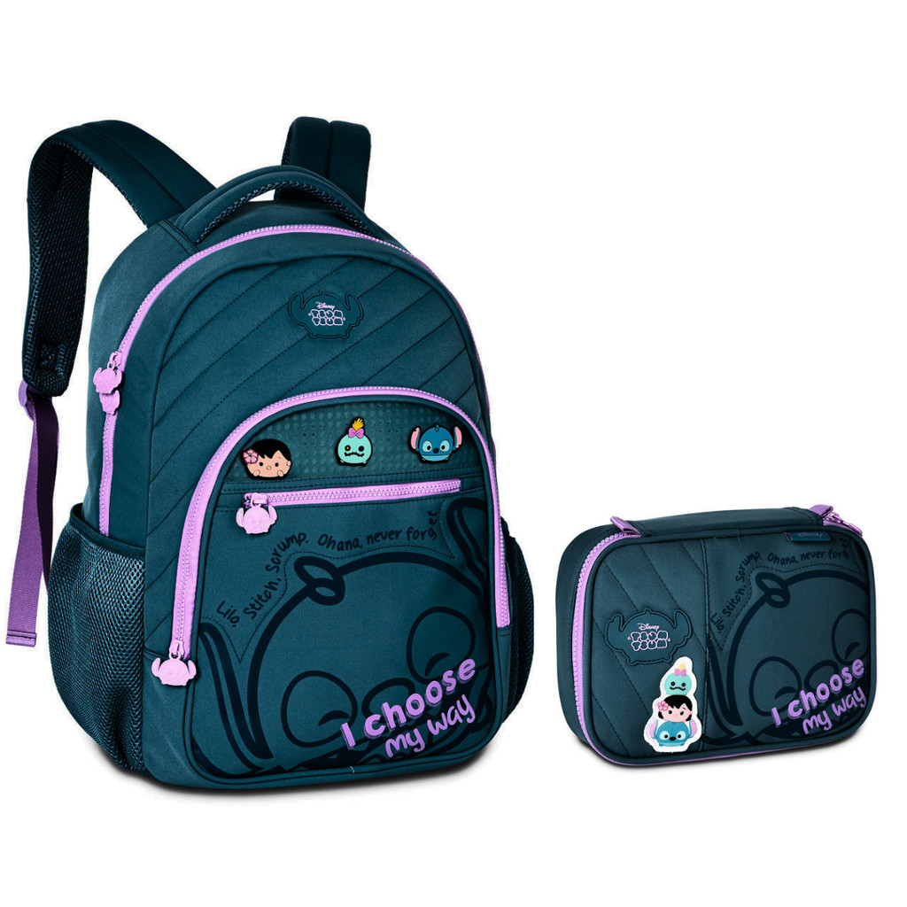 Kit De Mochila de Costas e Estojo Stitch Disney TsumTsum - Clio Style