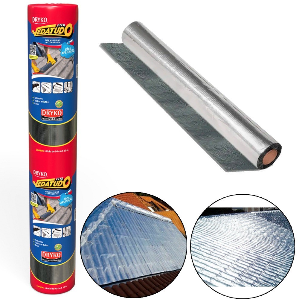 Fita manta asfáltica auto adesiva aluminizada multiuso 90 cm x 10 m Vedatudo - D