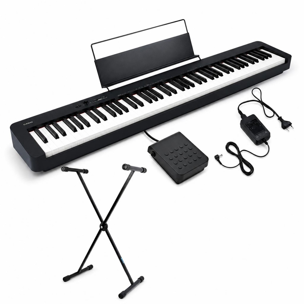Piano Digital Casio CDP-S110 Stage 88 Teclas Sensíveis Ação de Martelo + Pedal Sustain, Fonte e Suporte X Portátil