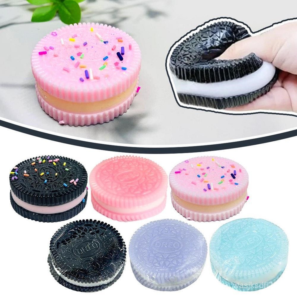 Oreo-Estilo Mole Brinquedo Fidget Alívio Do Estresse Biscoito Espremer Brinquedos Para Criancas E Adultos Macio Lento Su