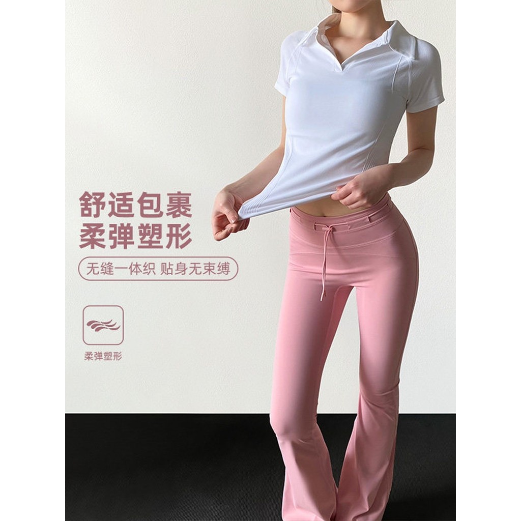 Esportes esportes lazer Polo colarinho esportes de manga curta estilo tênis feminino fino-ajuste correndo Yoga Wear topo