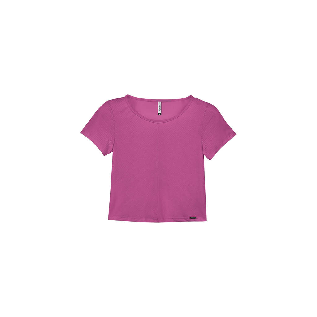 Blusa Feminina Canelada Textura Diagonal Marialícia Rosa — imagem 2 de 2
