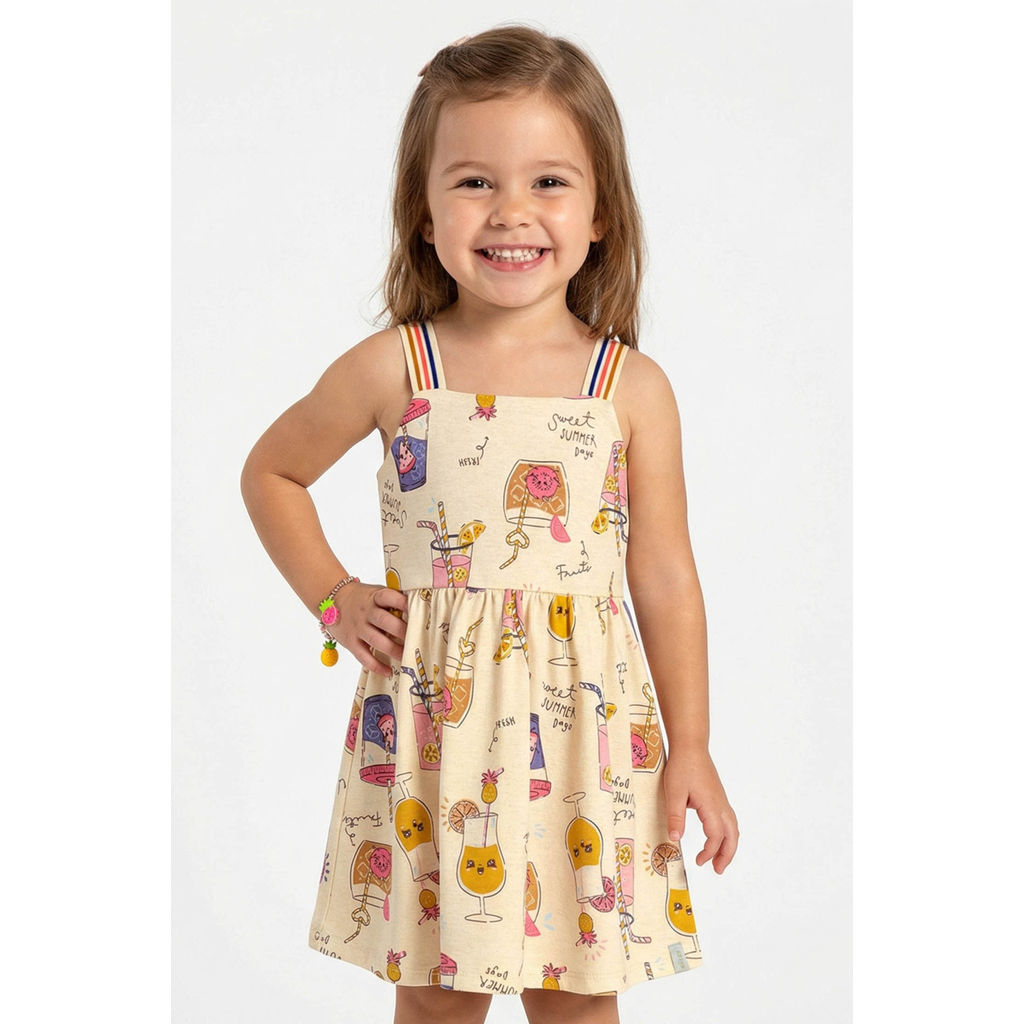 Vestido Infantil Menina Estampa Fresh Elian Amarelo