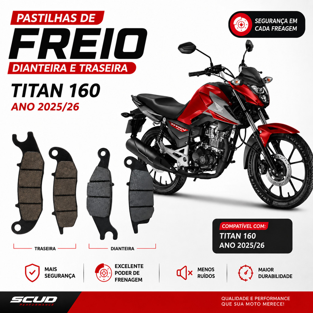 Kit Pastilha Freio Honda Titan 160 2025 2026