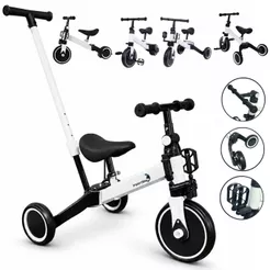 Bicicleta Infantil Equilíbrio 5 Em 1 Triciclo Empurrador Balance Bike Sem Pedal Branca Para Crianças 3 Anos