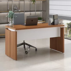 Escrivaninha Mesa Escritório 1450 Tamburato 100% MDF 145,3cm Freijó e Branco Artany Freijó/Branco