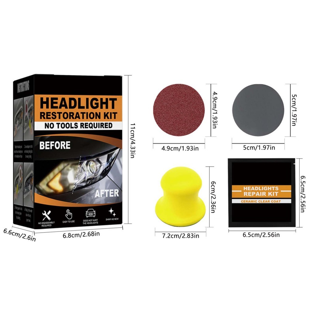 Kit De Restauração De Faróis Para Serviços Pesados-Polimento Todos Os De Carro