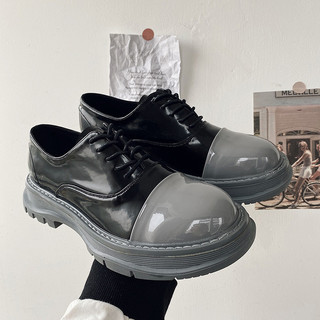 Sapatos masculinos de couro envernizado japonês retrô britânico sapatos de couro de cano baixo costura dedo grande Casua